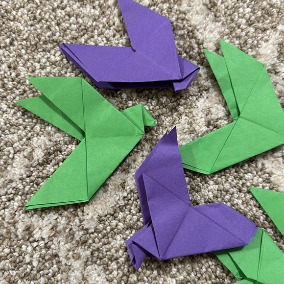 Set of 6 origami birds - folded paper art - Picture 5 of 5
